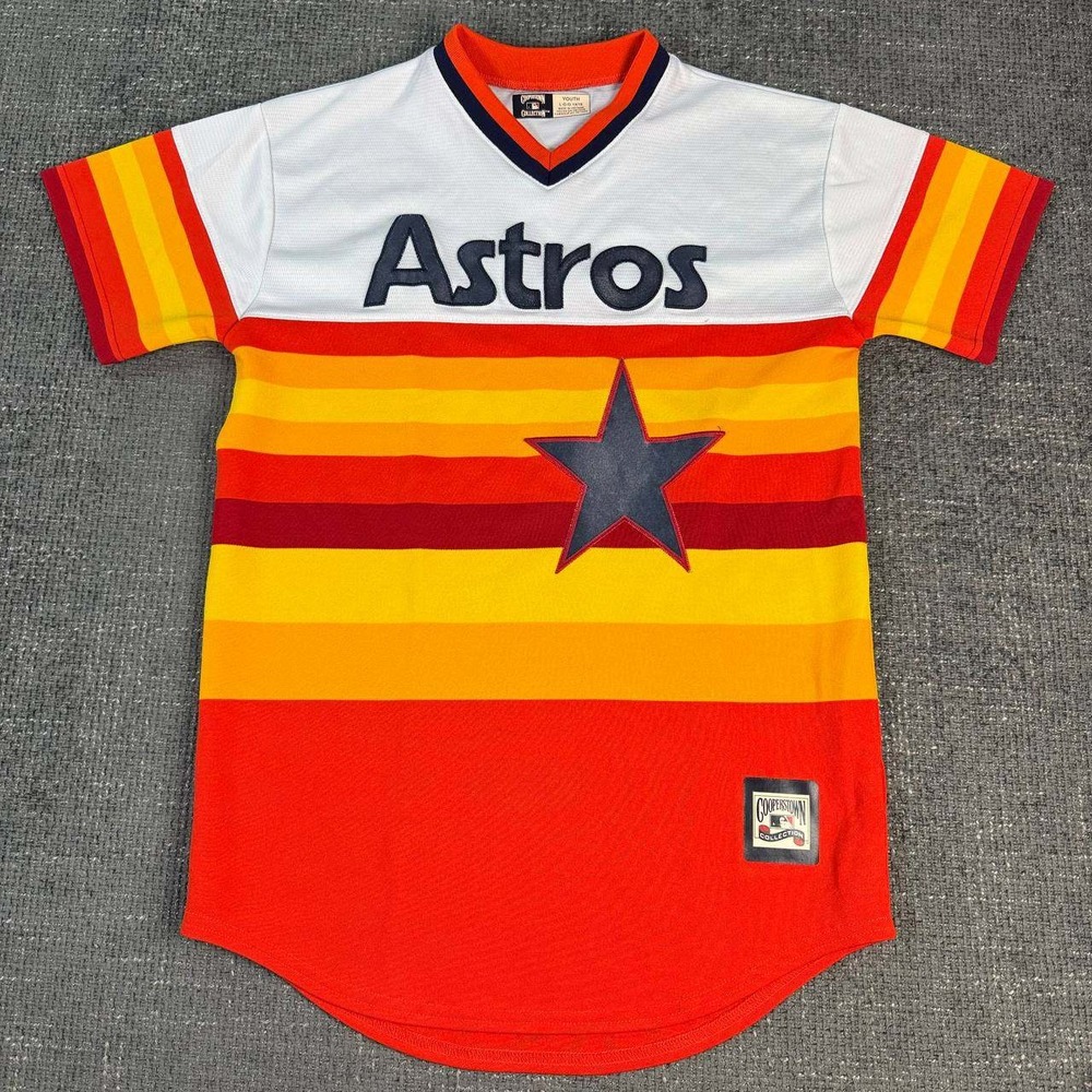 Cooperstown Collection Houston Astros Jersey Youth L 14/16 Orange Rainbow Retro